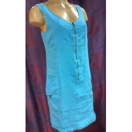 Robe Aria 100 % Lin  Turquoise By Impaqt Jean's