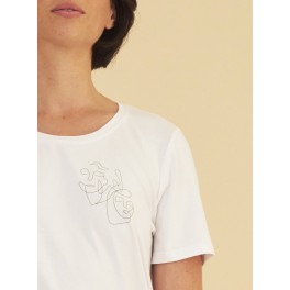 Tee Shirt Manches Courtes Col Rond Blanc En Viscose By Mado Et Les Autres