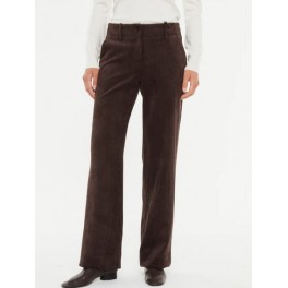 Pantalon Droit En Velours Poches Passepoilées, Revers By Paztorras