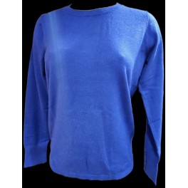 Pull Over Fin Col Rond Cobalt  By Etymologie